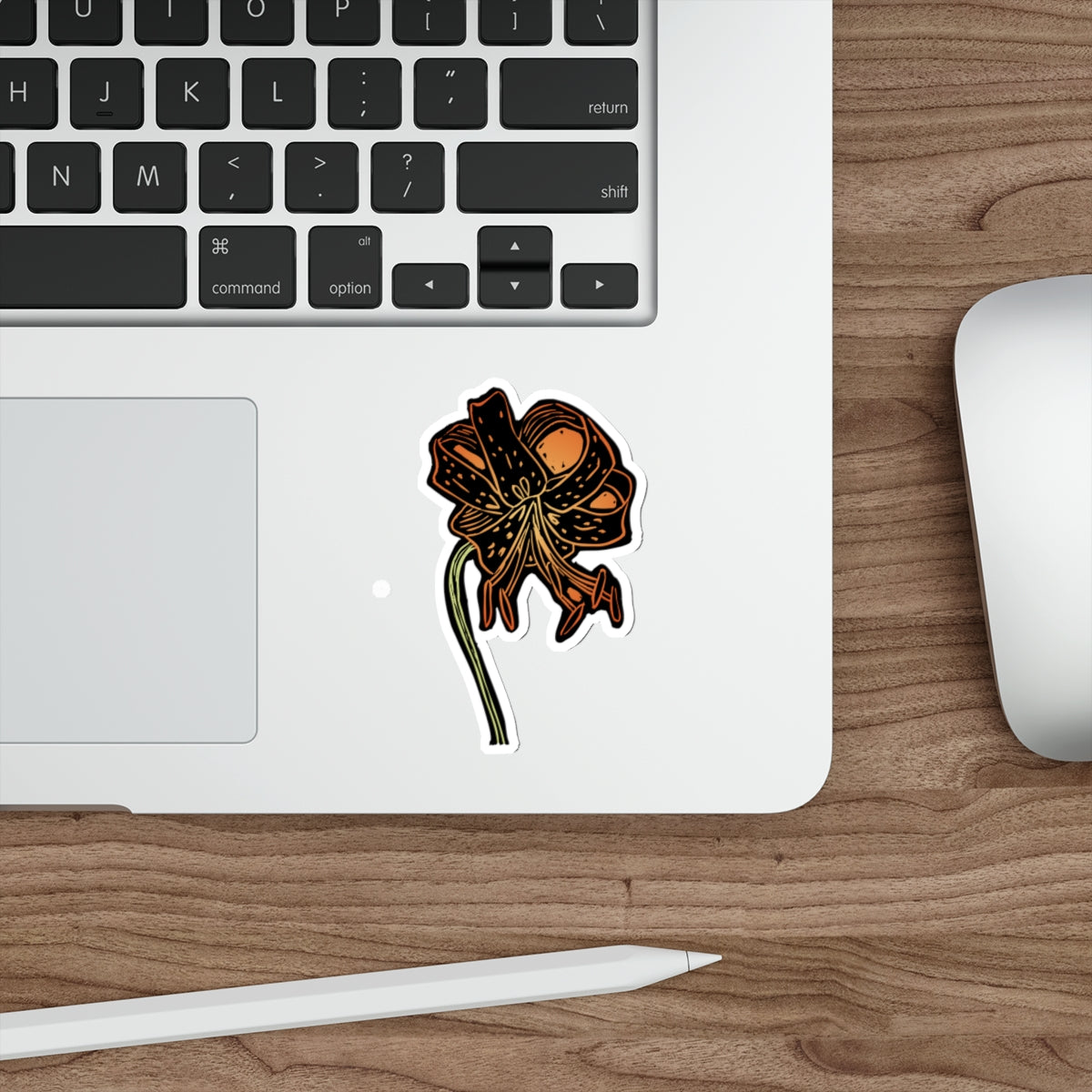 Tiger Lily Die-Cut Stickers, Elegant Flower Stickers, Laptop Decor, Gift for Flower Lovers, Eco-Friendly Stickers, Nature-Inspired Art