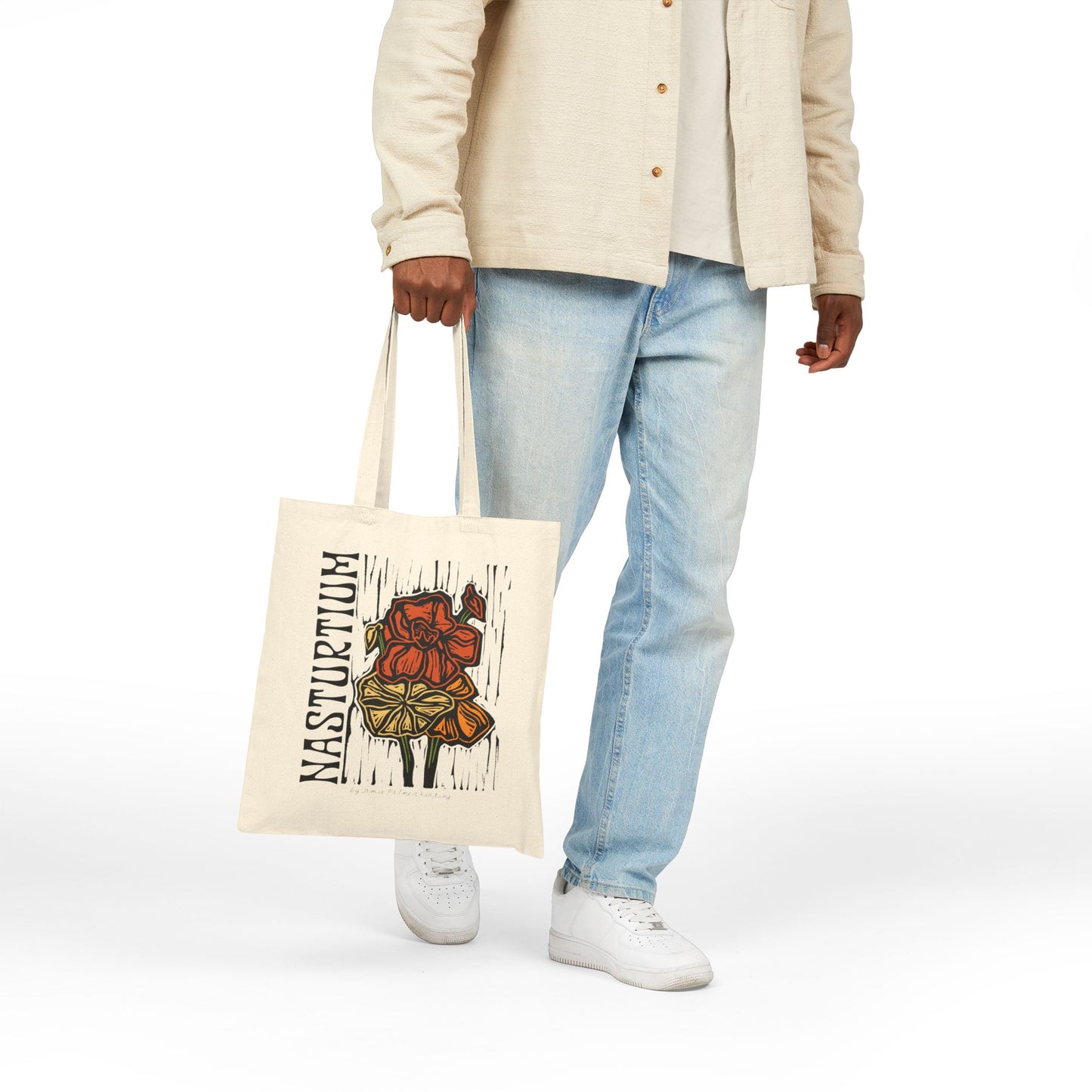 Tote Bag — "Nasturtium" Botanical Canvas Tote