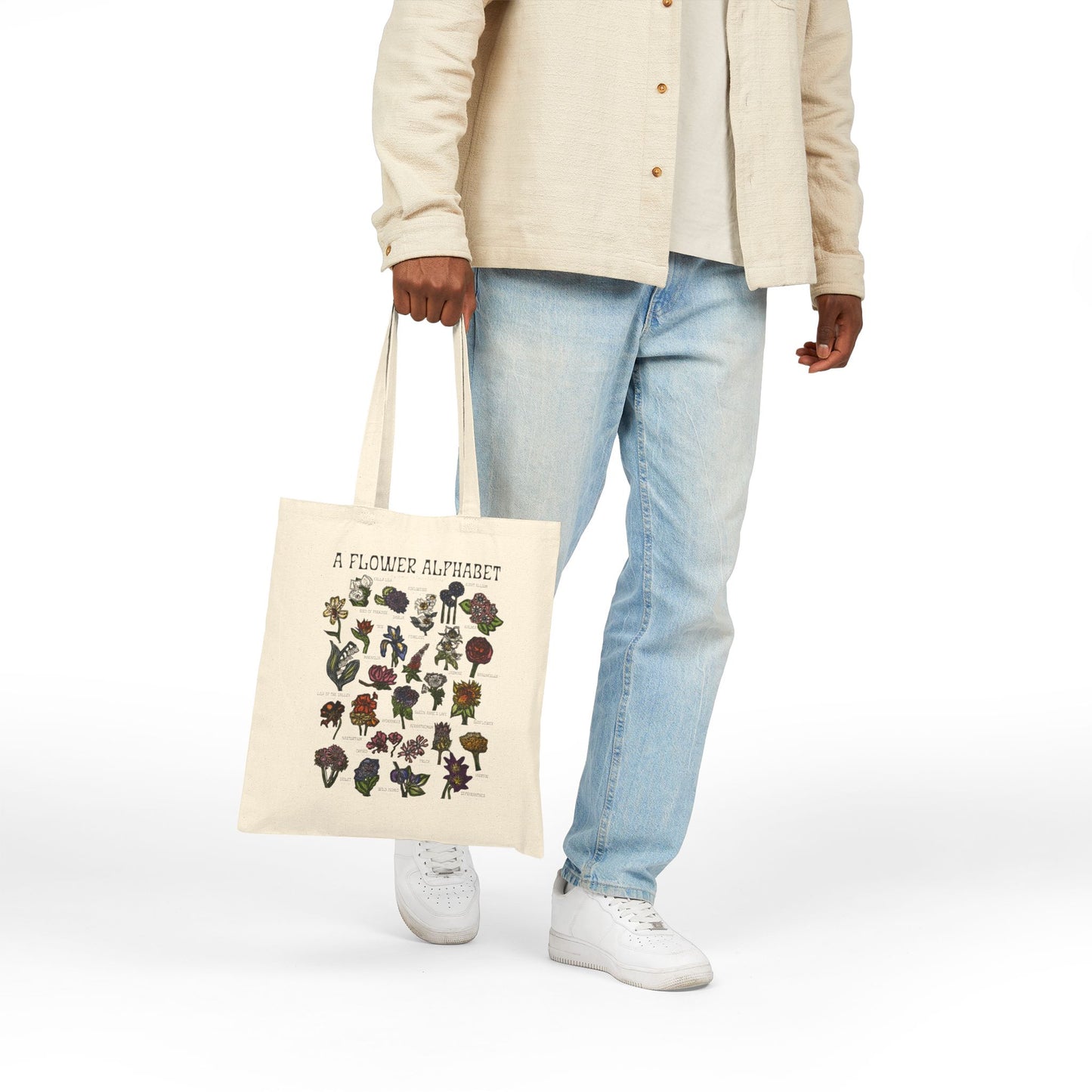 Tote Bag — "A Flower Alphabet" Botanical Canvas Tote