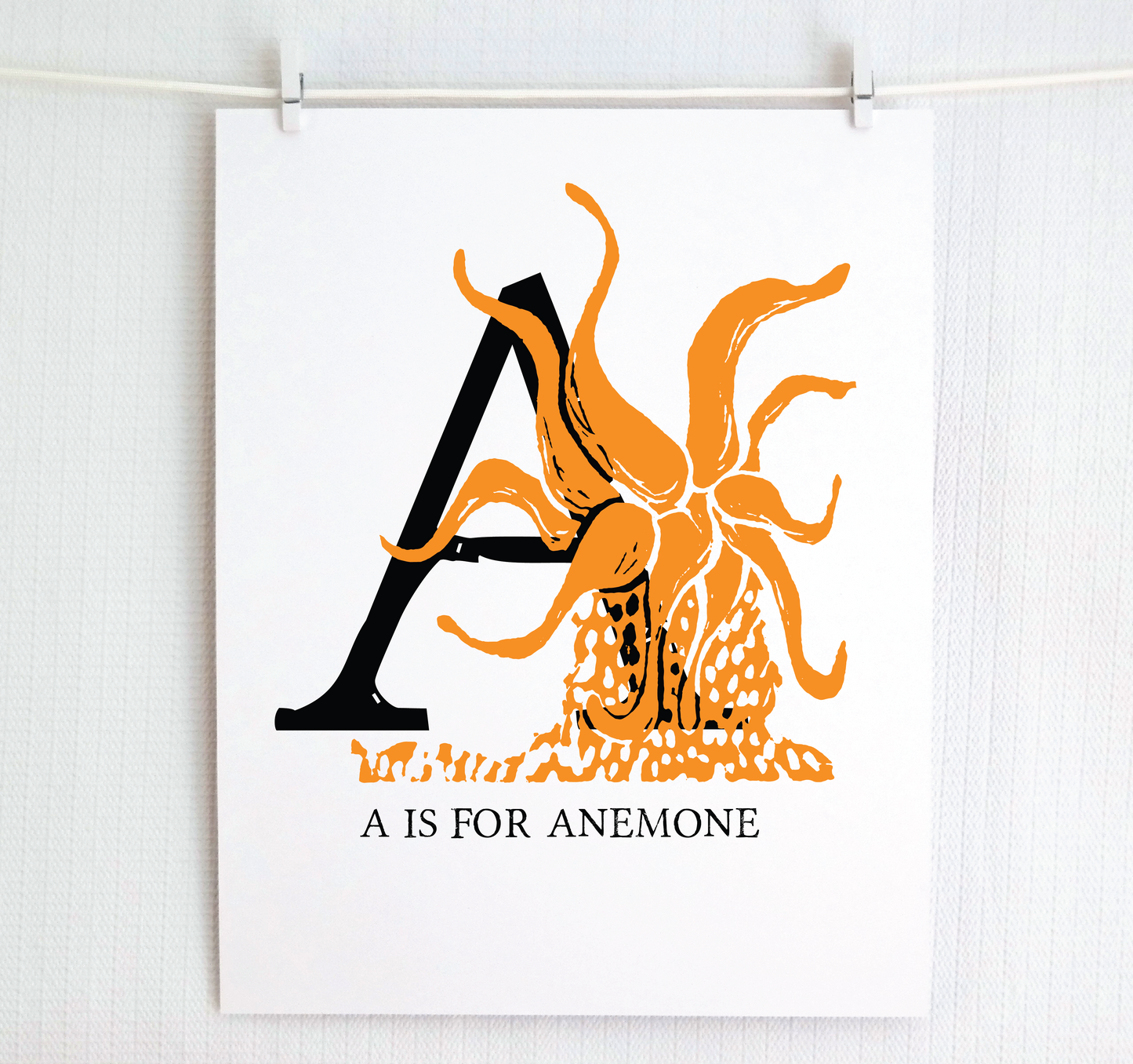 A is for Anemone Illustrated Print