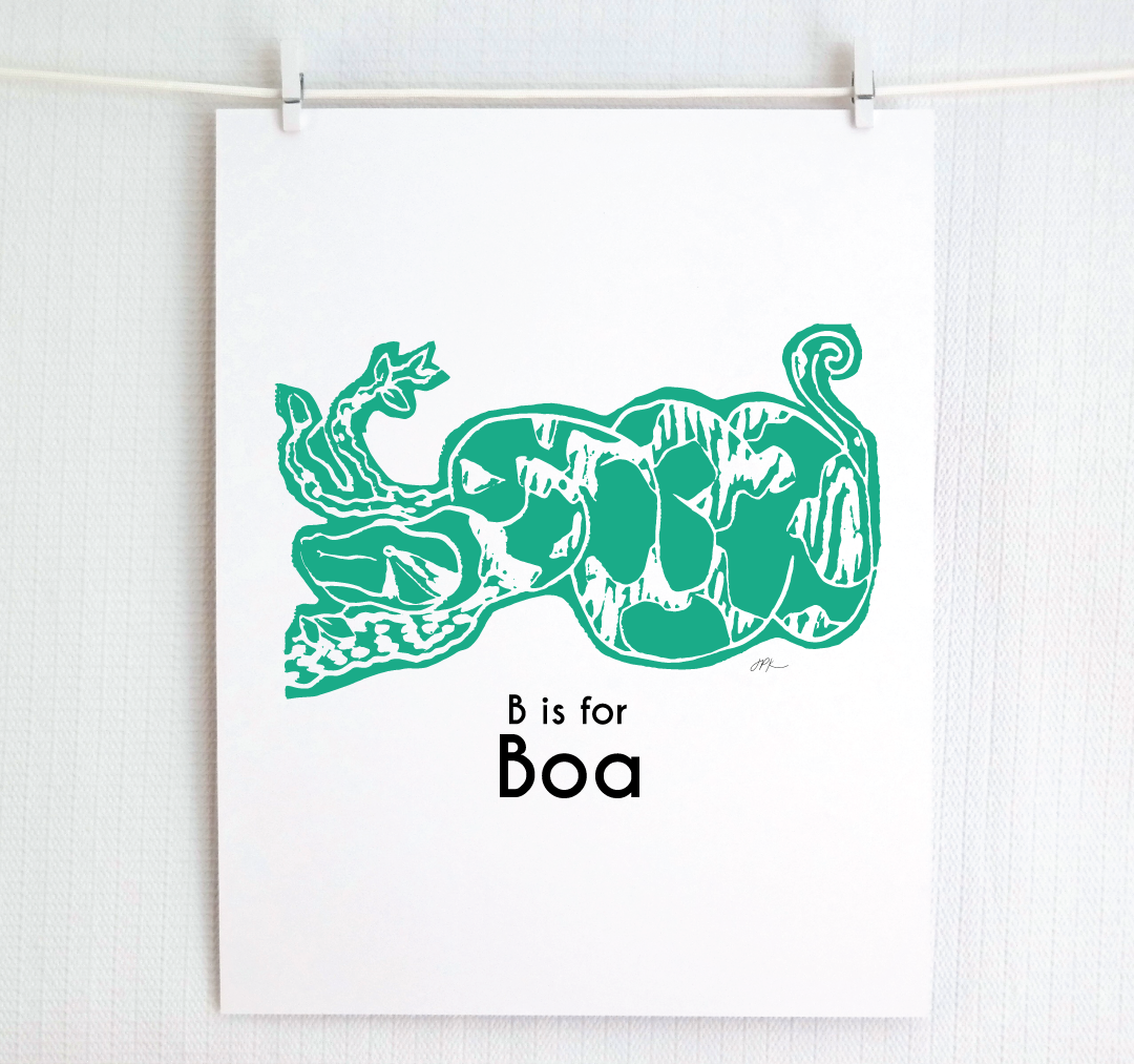 B is for Boa: Captivating Creatures Alphabet Letter Print