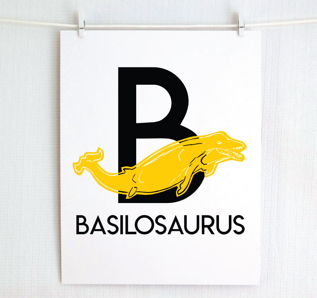 B is for Basilosaurus Illustrated Print