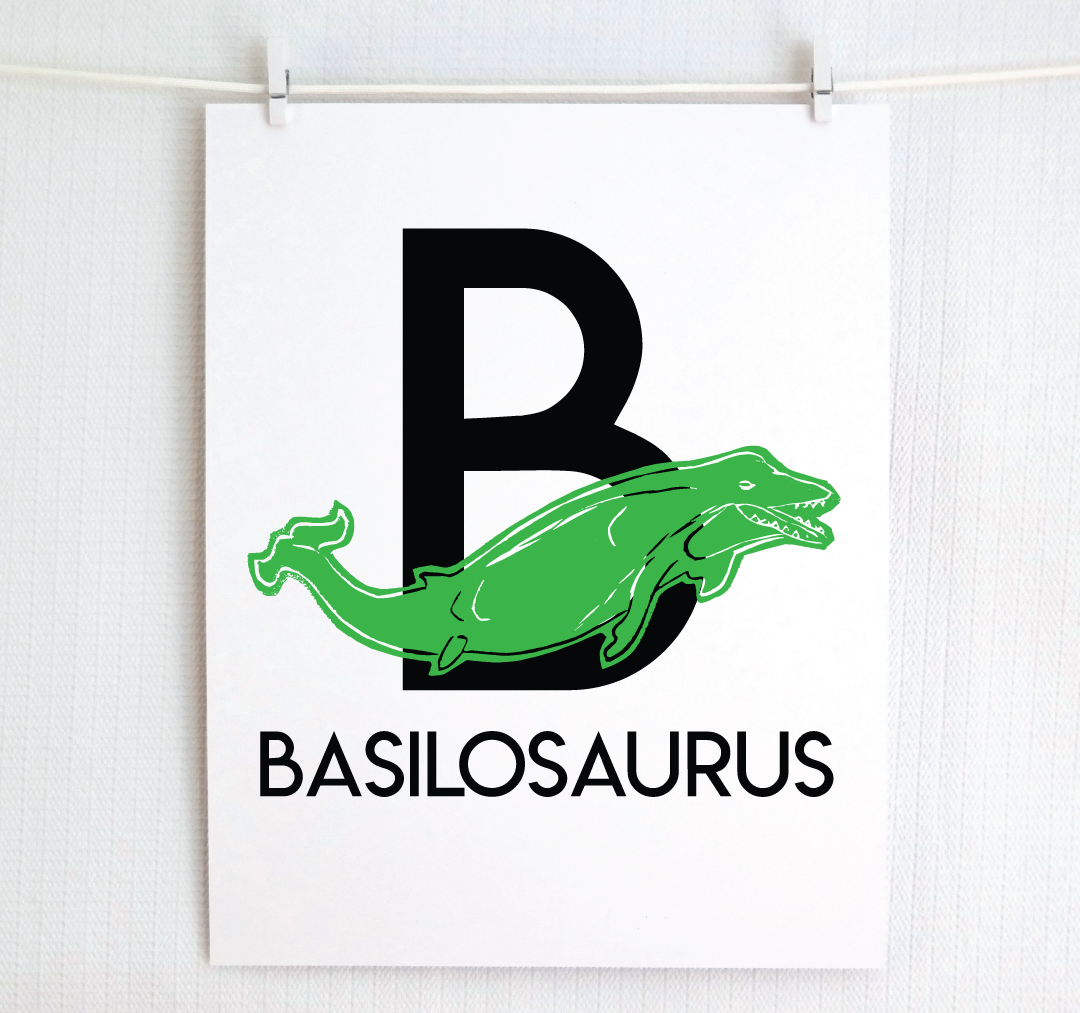 B is for Basilosaurus Illustrated Print