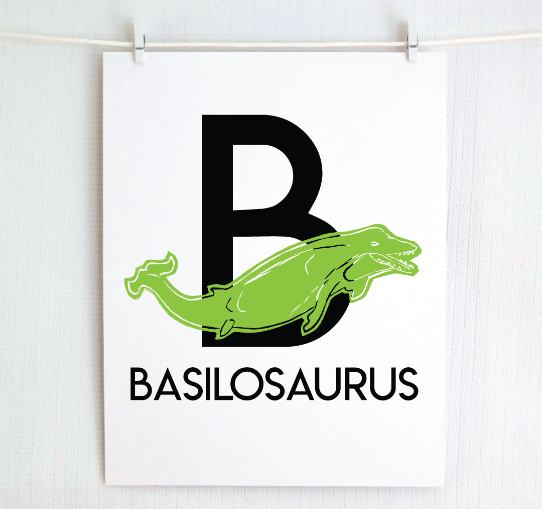 B is for Basilosaurus Illustrated Print