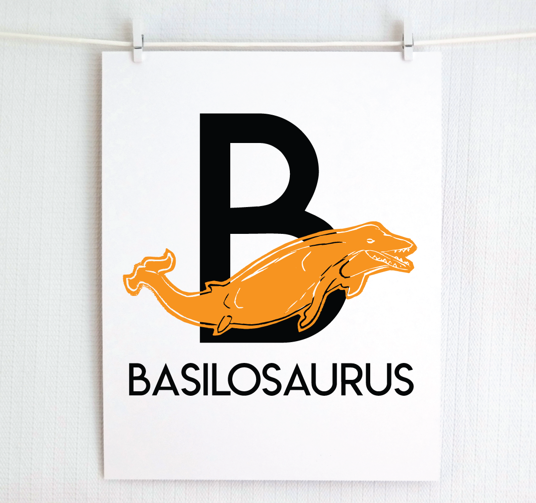 B is for Basilosaurus Illustrated Print