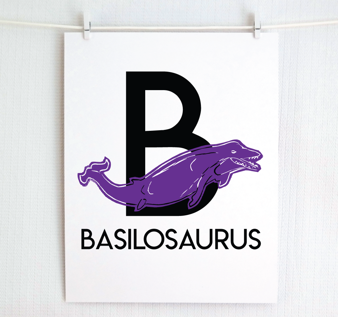 B is for Basilosaurus Illustrated Print