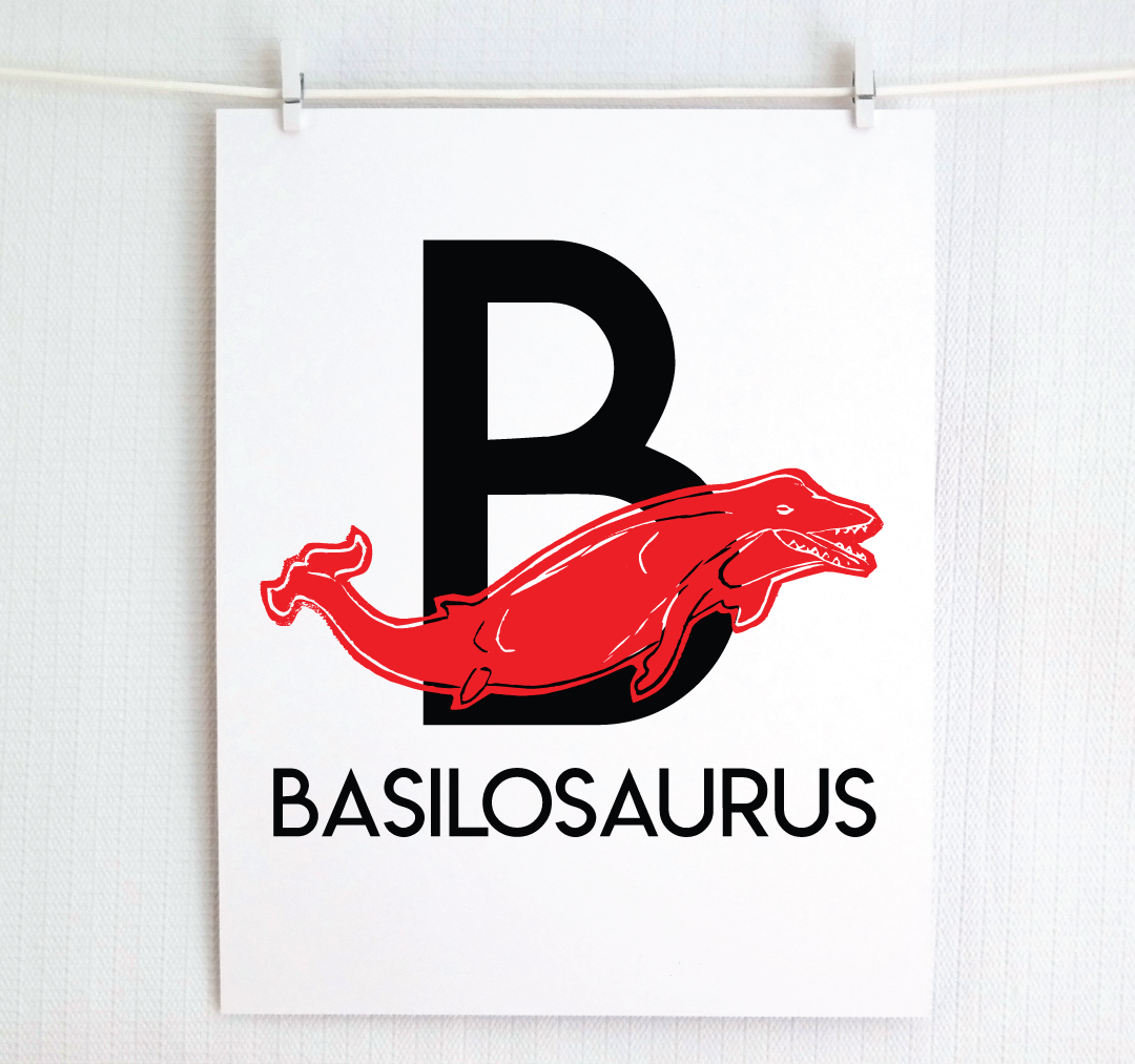 B is for Basilosaurus Illustrated Print