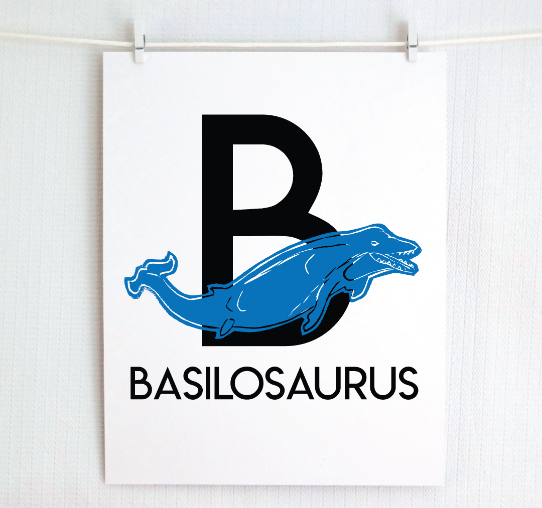 B is for Basilosaurus Illustrated Print