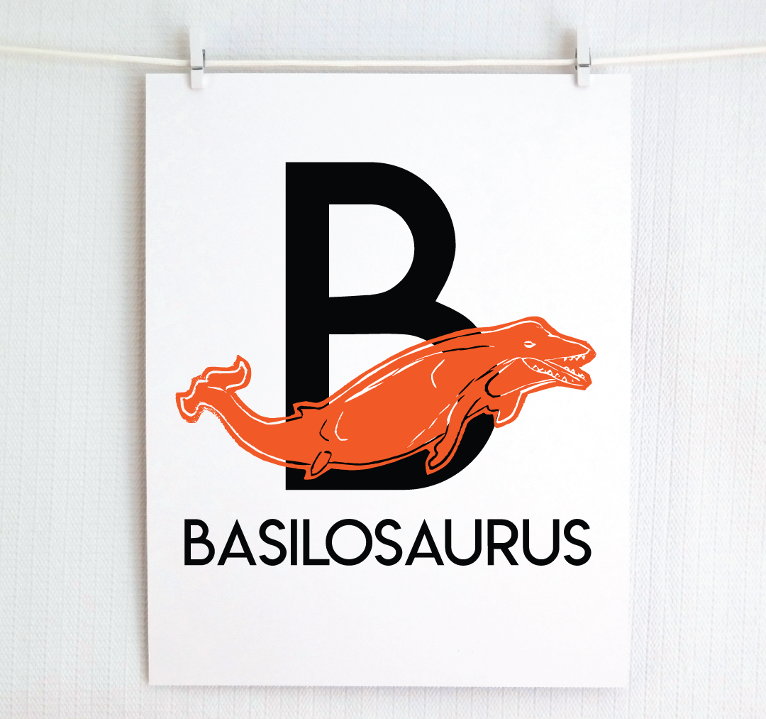 B is for Basilosaurus Illustrated Print