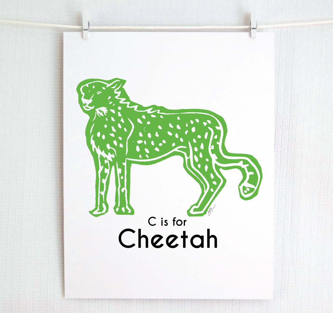 C is for Cheetah: Captivating Creatures Alphabet Letter Print