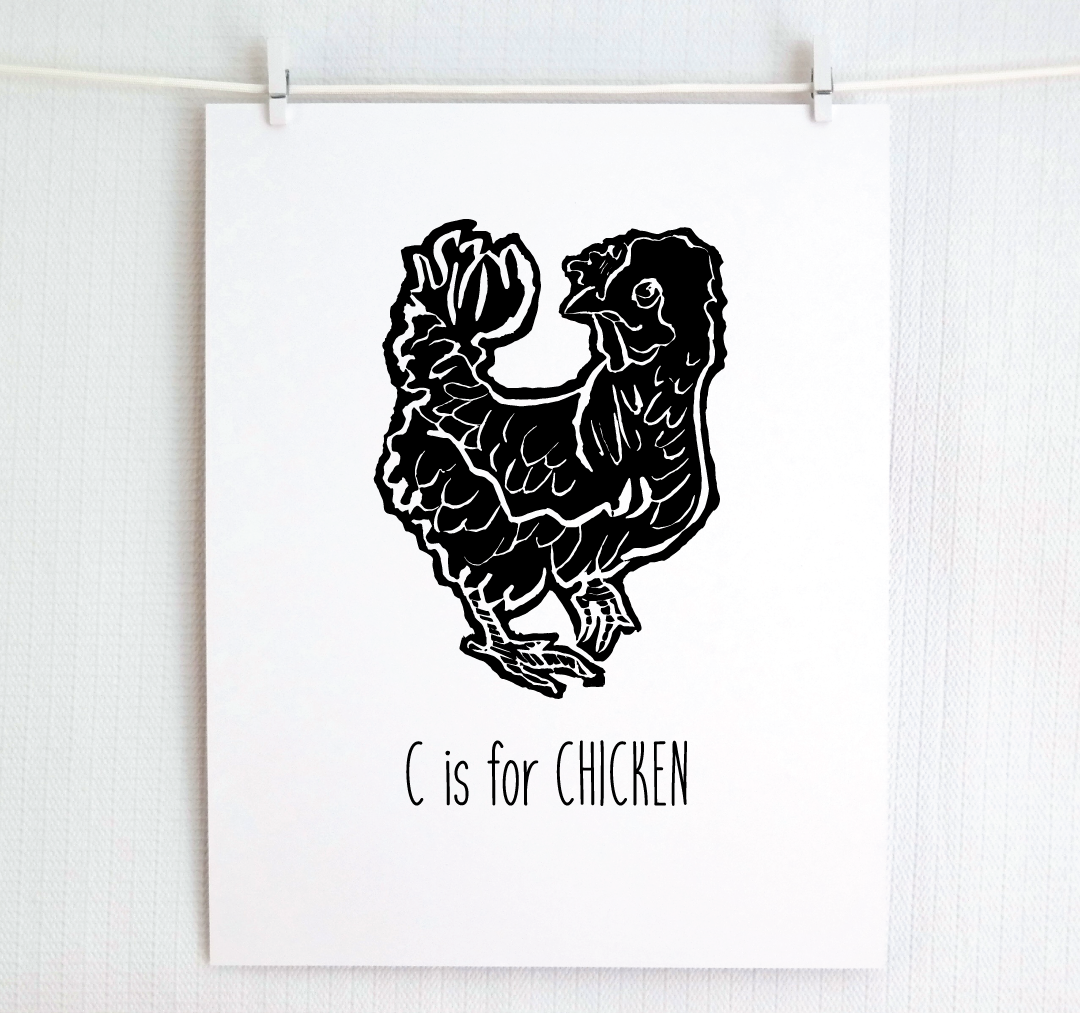 C is for Chicken: Farm Alphabet Letter Print