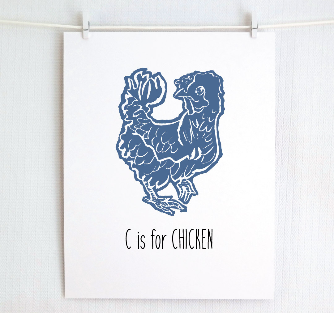 C is for Chicken: Farm Alphabet Letter Print
