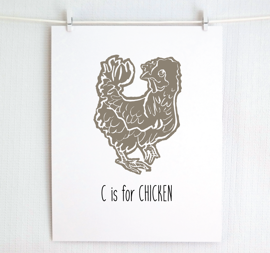 C is for Chicken: Farm Alphabet Letter Print