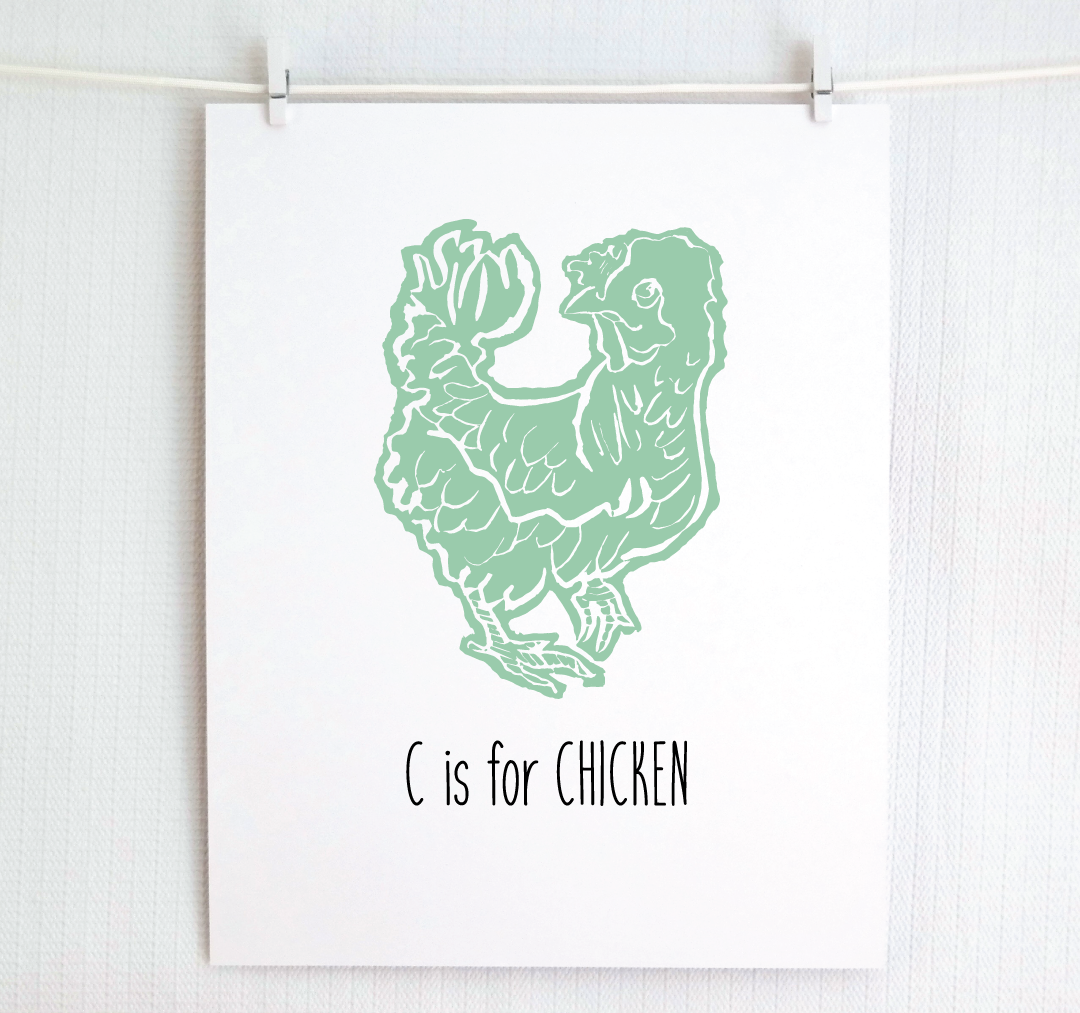 C is for Chicken: Farm Alphabet Letter Print