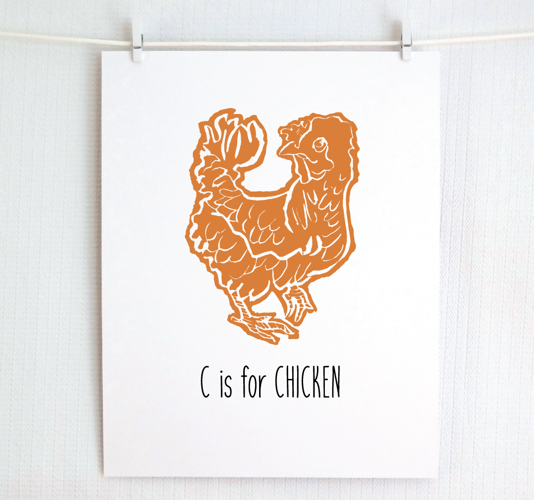 C is for Chicken: Farm Alphabet Letter Print