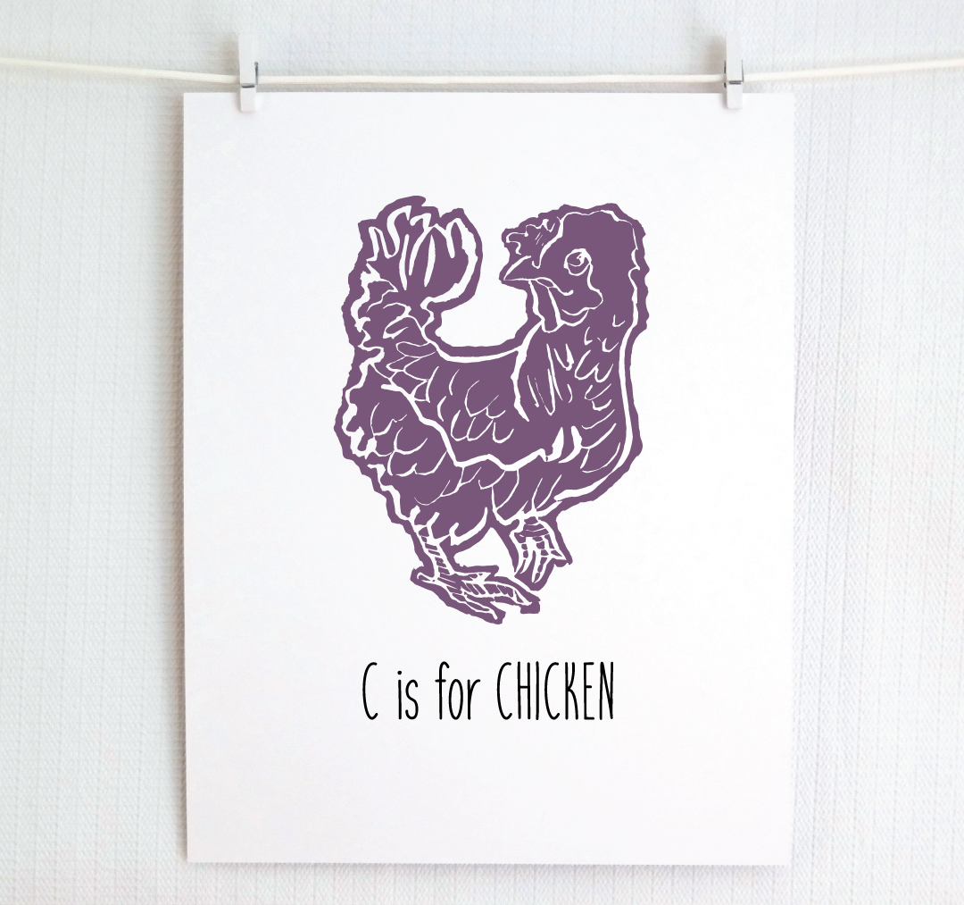 C is for Chicken: Farm Alphabet Letter Print