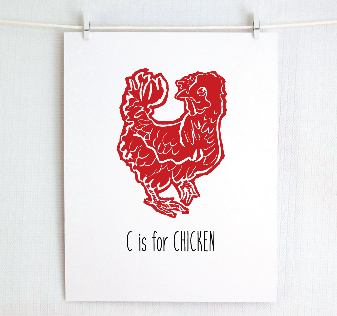 C is for Chicken: Farm Alphabet Letter Print