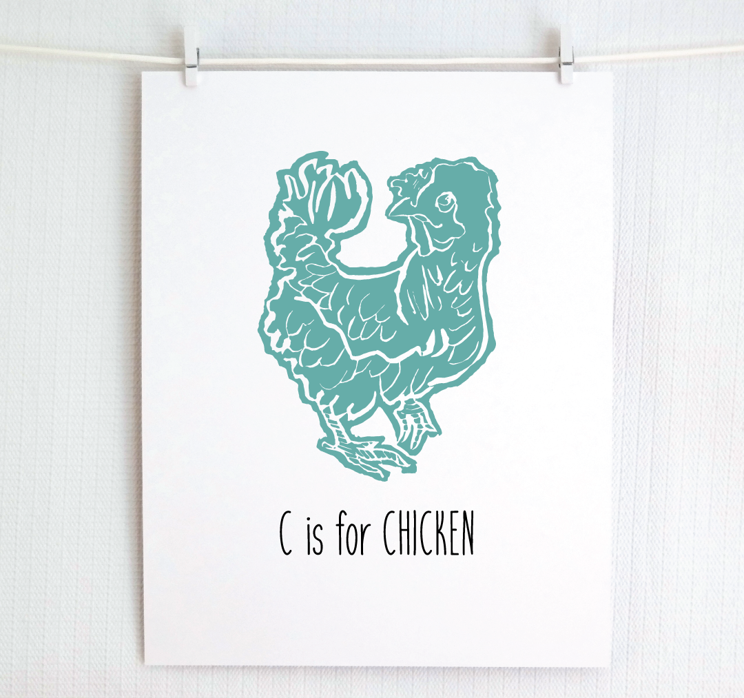 C is for Chicken: Farm Alphabet Letter Print