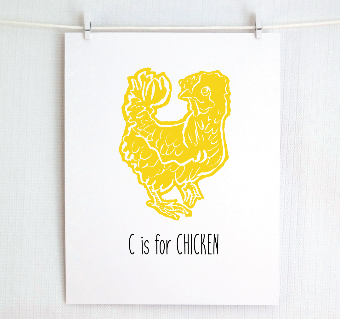 C is for Chicken: Farm Alphabet Letter Print