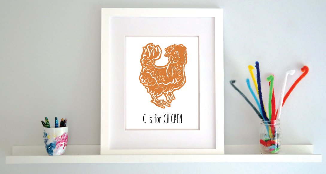 C is for Chicken: Farm Alphabet Letter Print