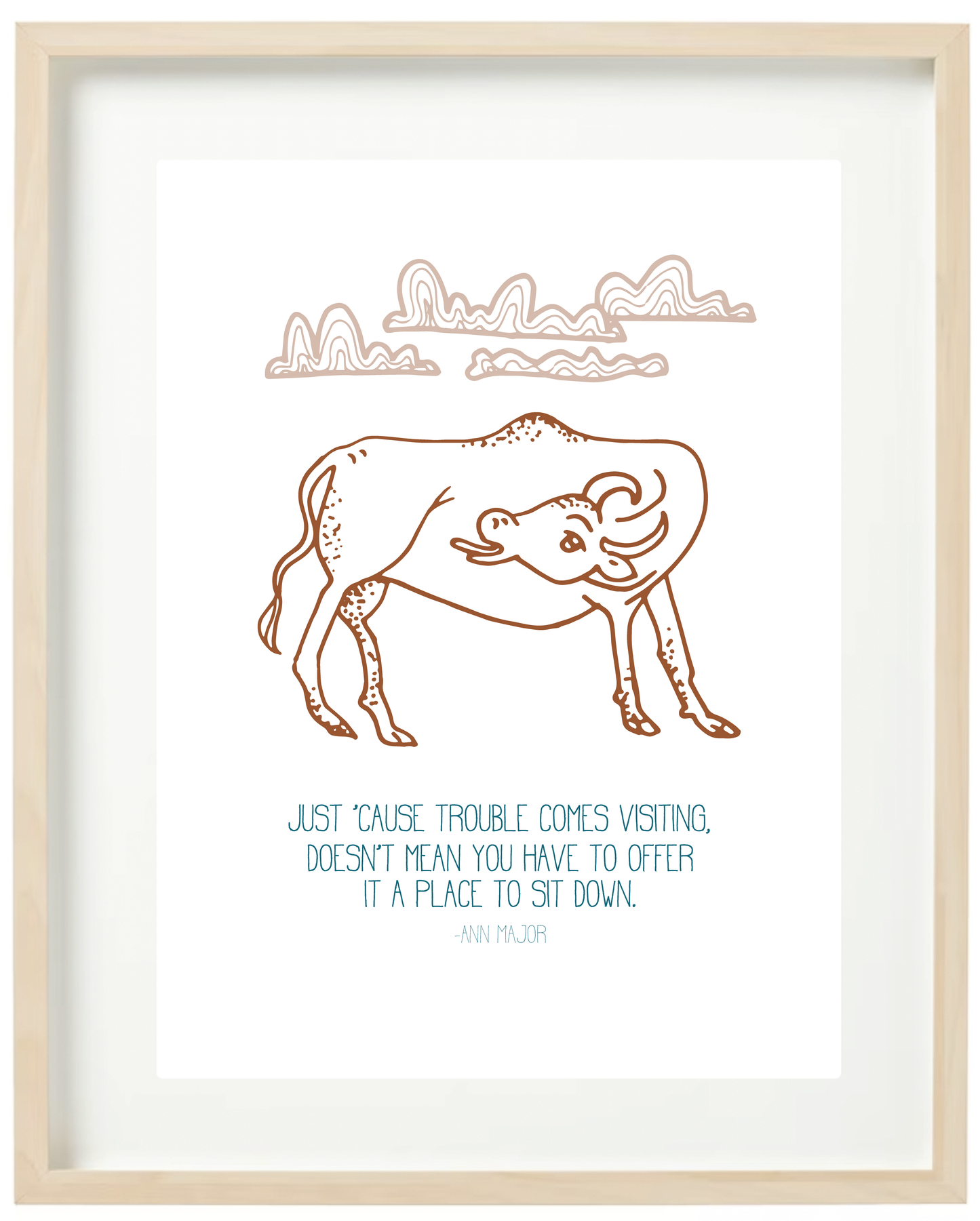 Cow Trouble Illustrated Print