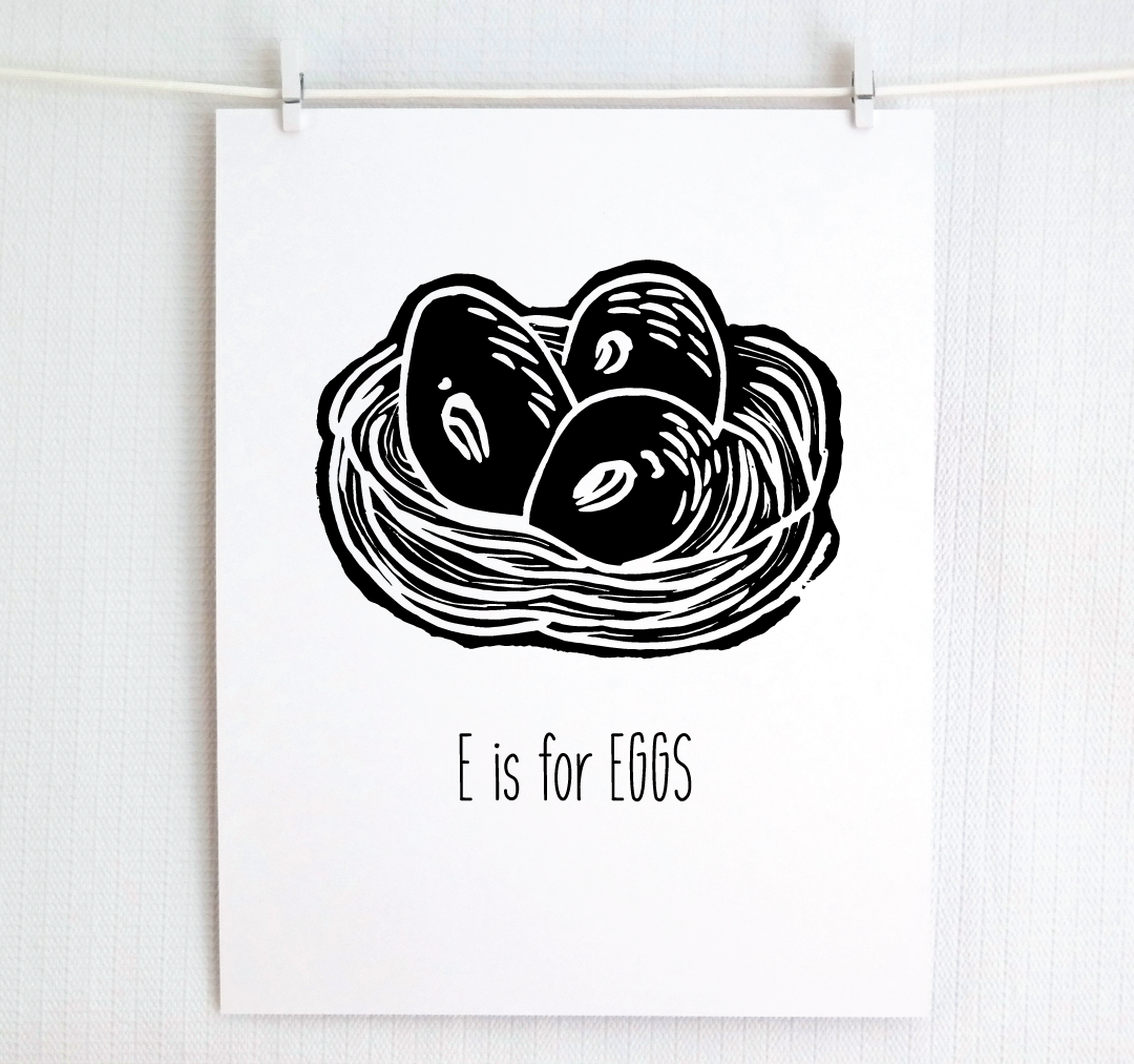E is for Eggs: Farm Alphabet Letter Print