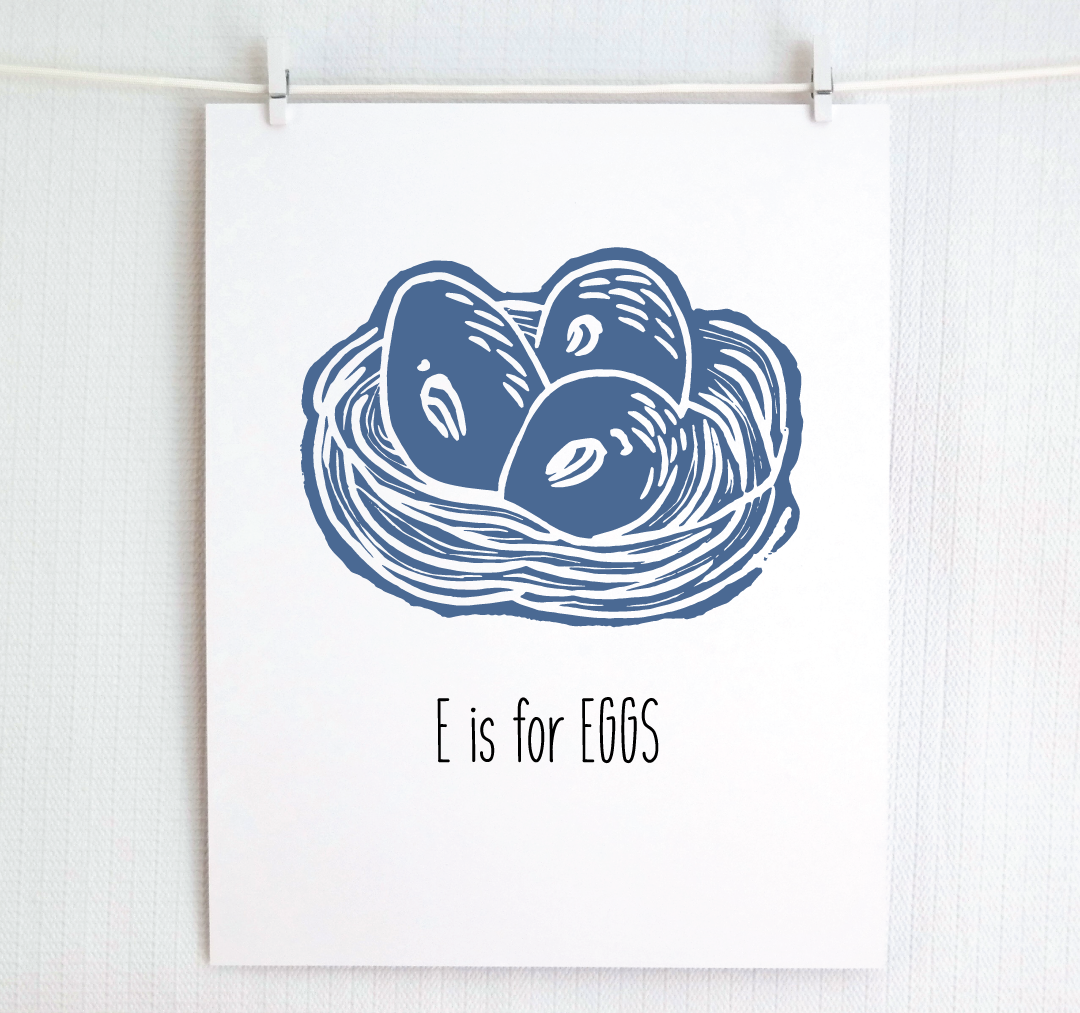 E is for Eggs: Farm Alphabet Letter Print