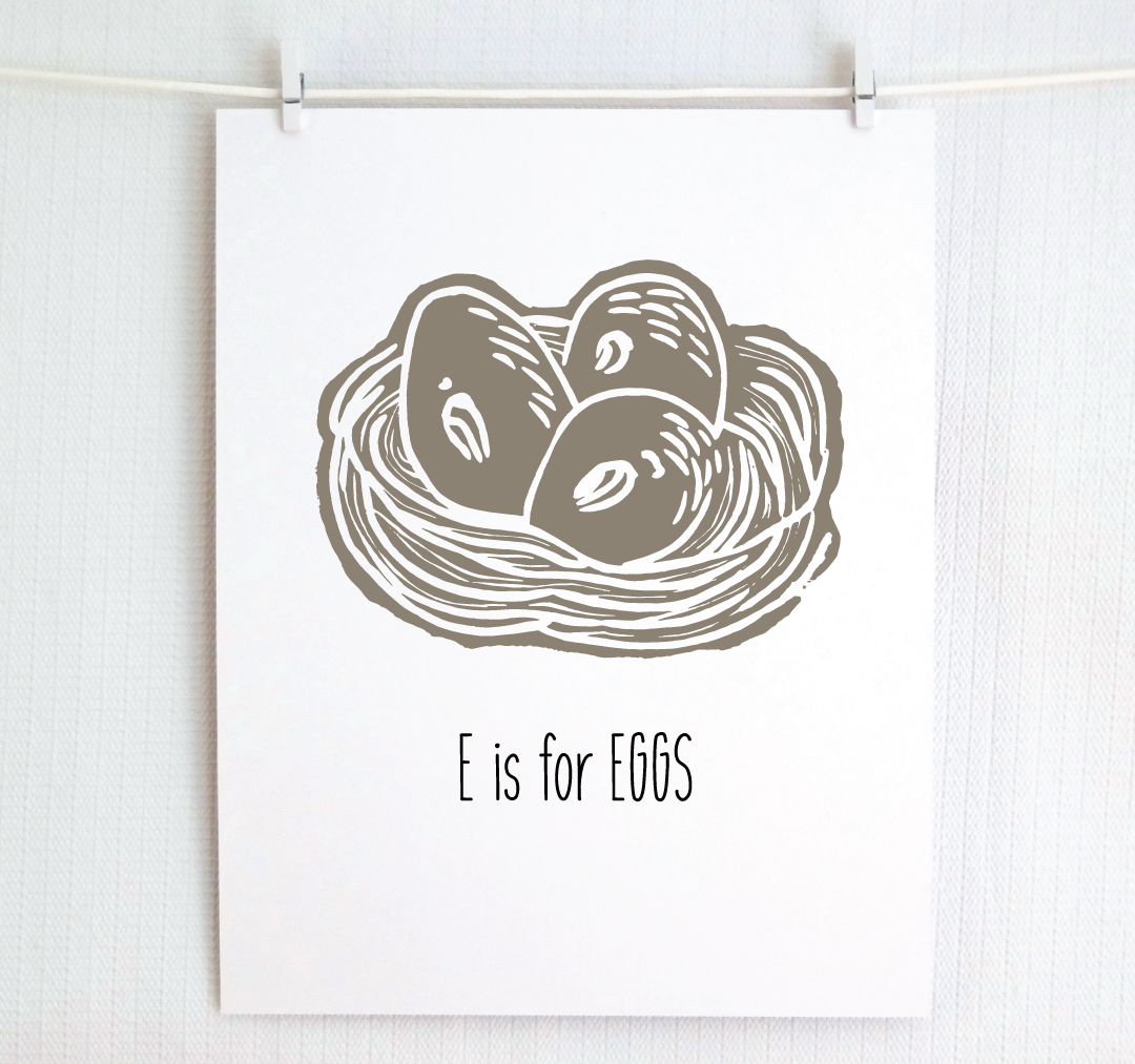 E is for Eggs: Farm Alphabet Letter Print