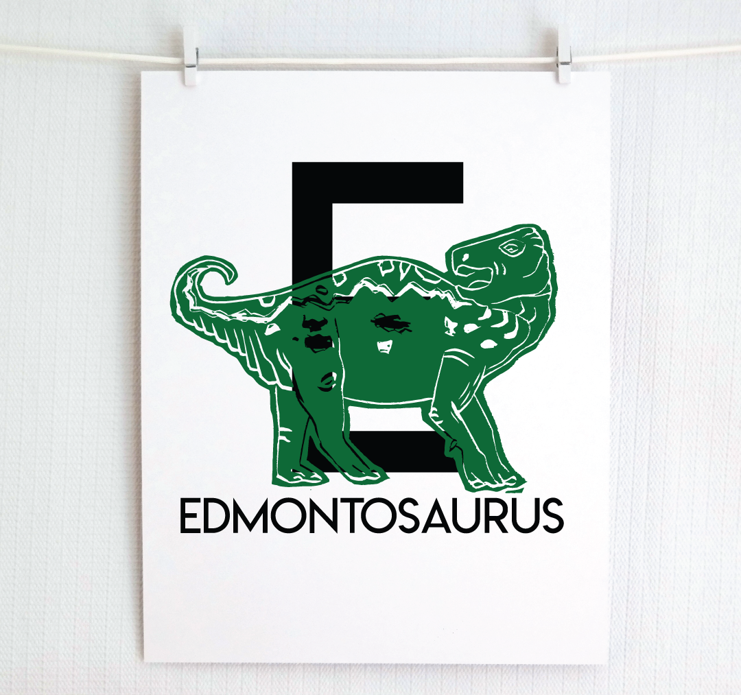 E is for Edmontosaurus Illustrated Print
