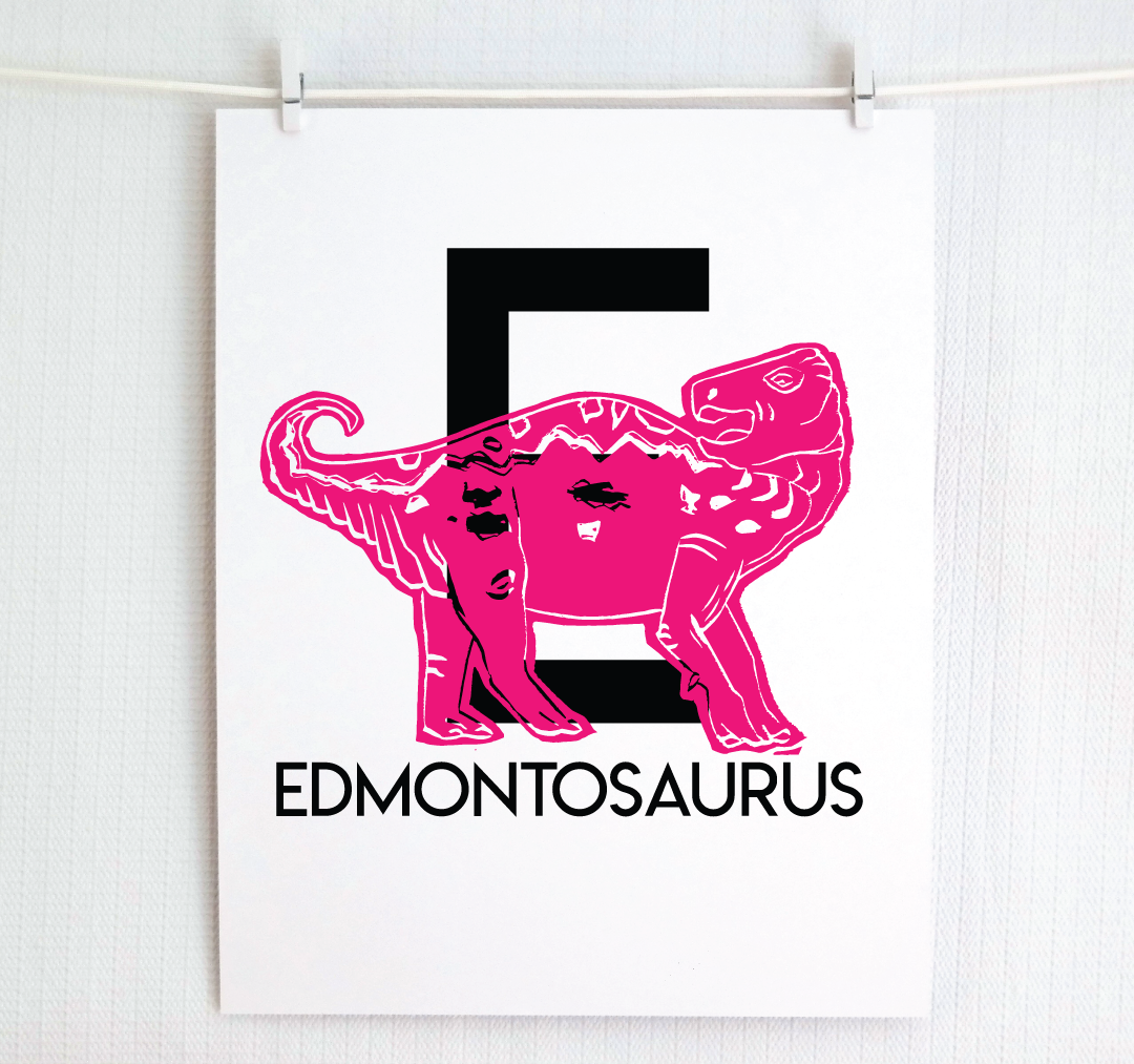 E is for Edmontosaurus Illustrated Print