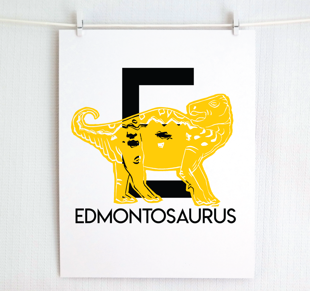 E is for Edmontosaurus Illustrated Print