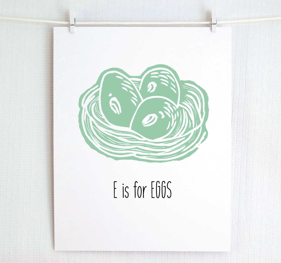 E is for Eggs: Farm Alphabet Letter Print