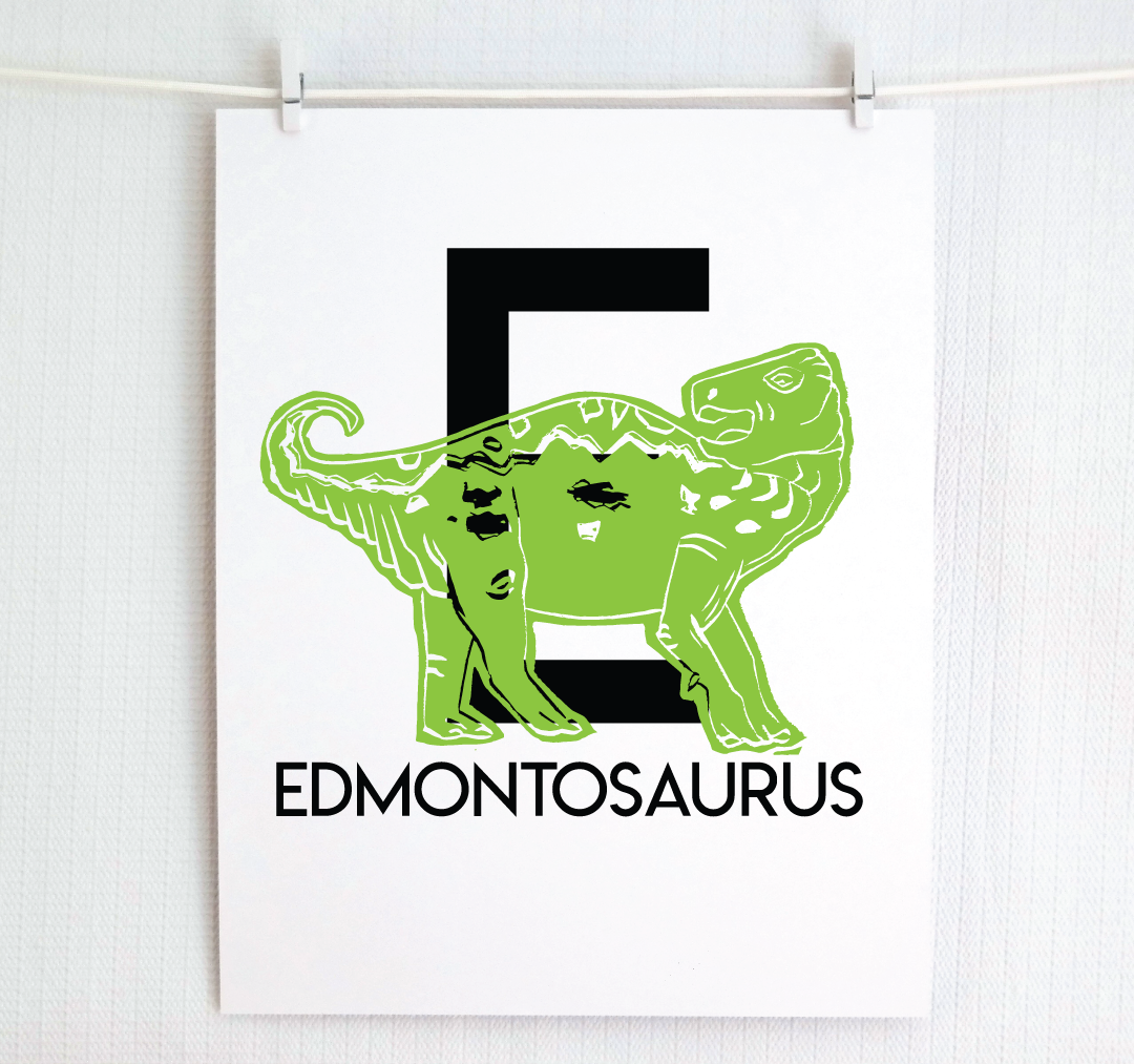E is for Edmontosaurus Illustrated Print