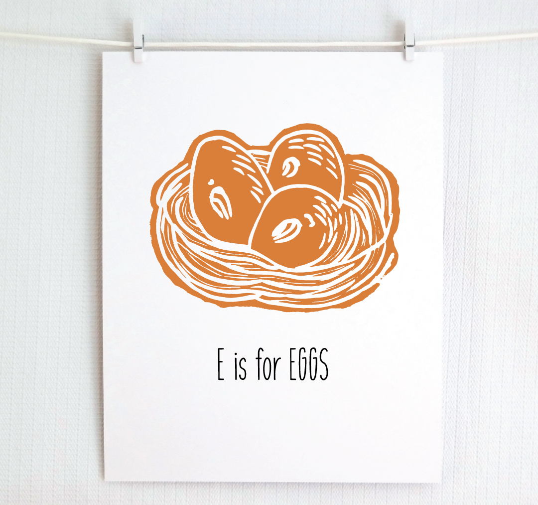 E is for Eggs: Farm Alphabet Letter Print