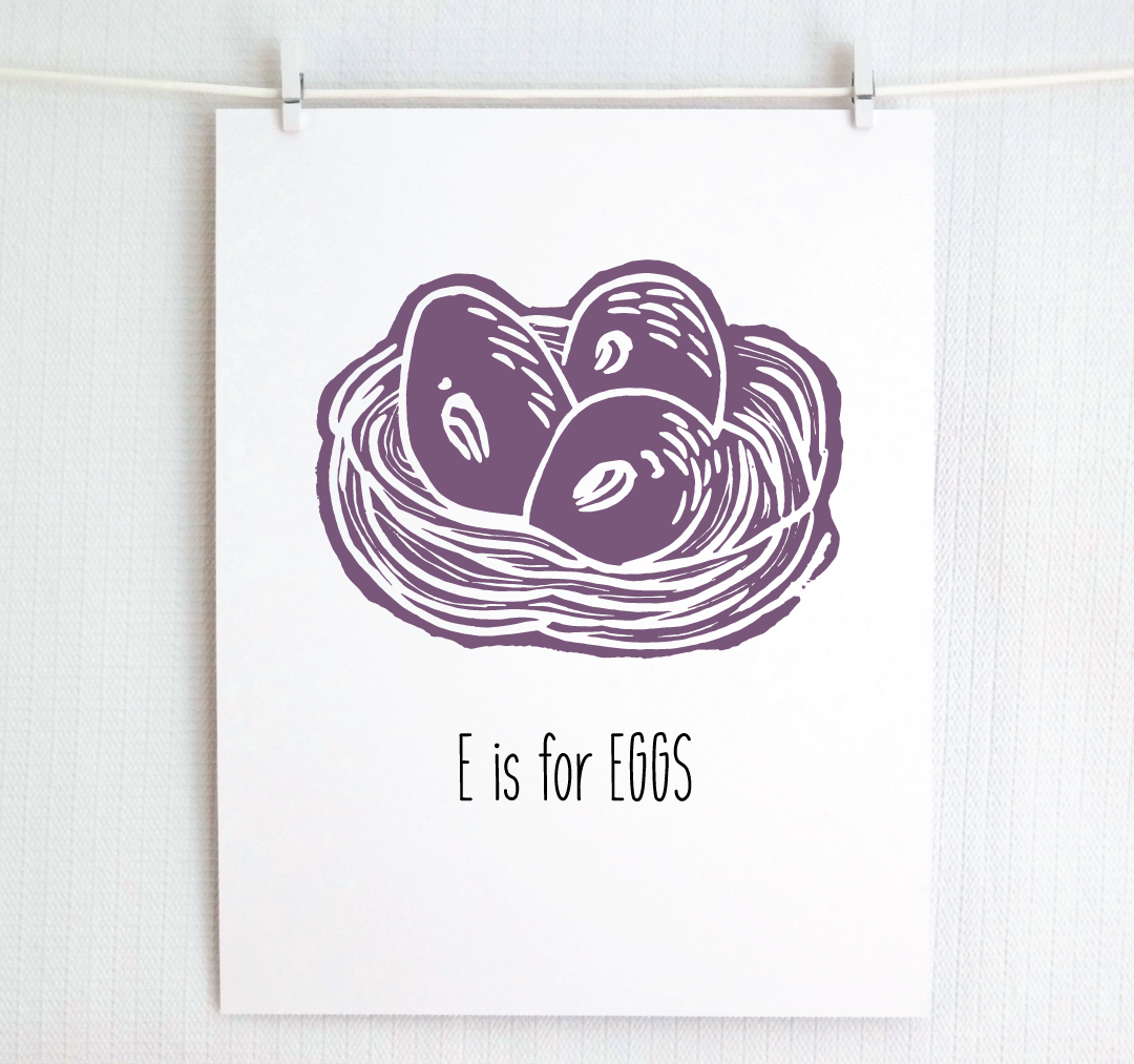 E is for Eggs: Farm Alphabet Letter Print