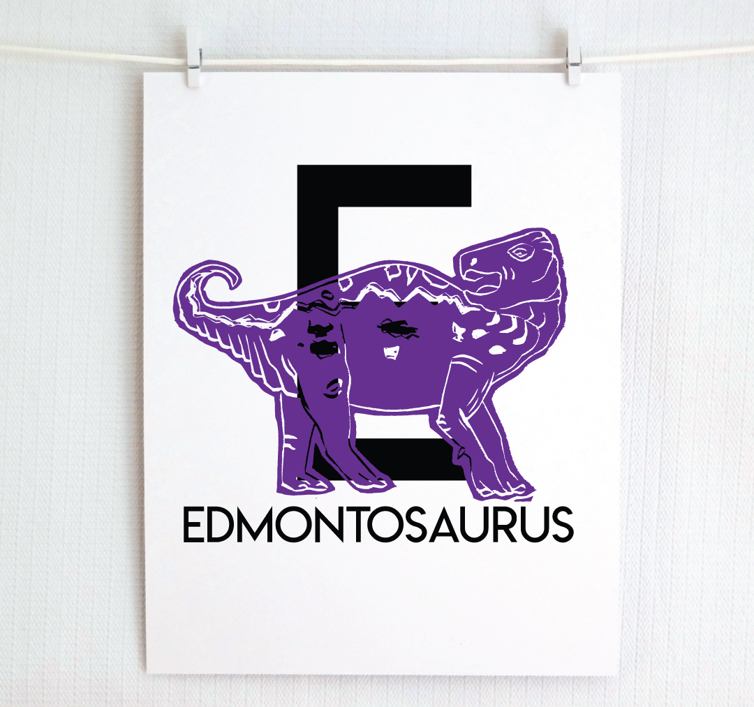 E is for Edmontosaurus Illustrated Print
