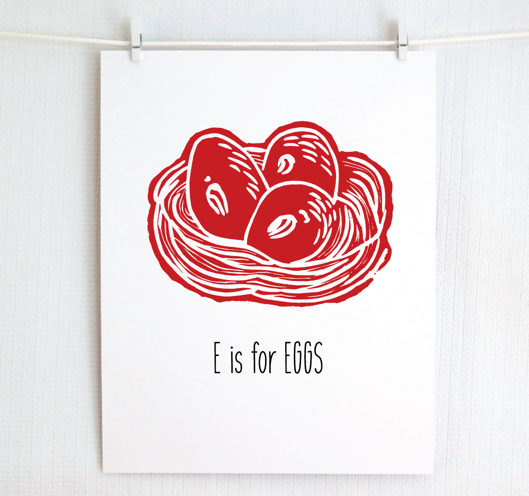 E is for Eggs: Farm Alphabet Letter Print