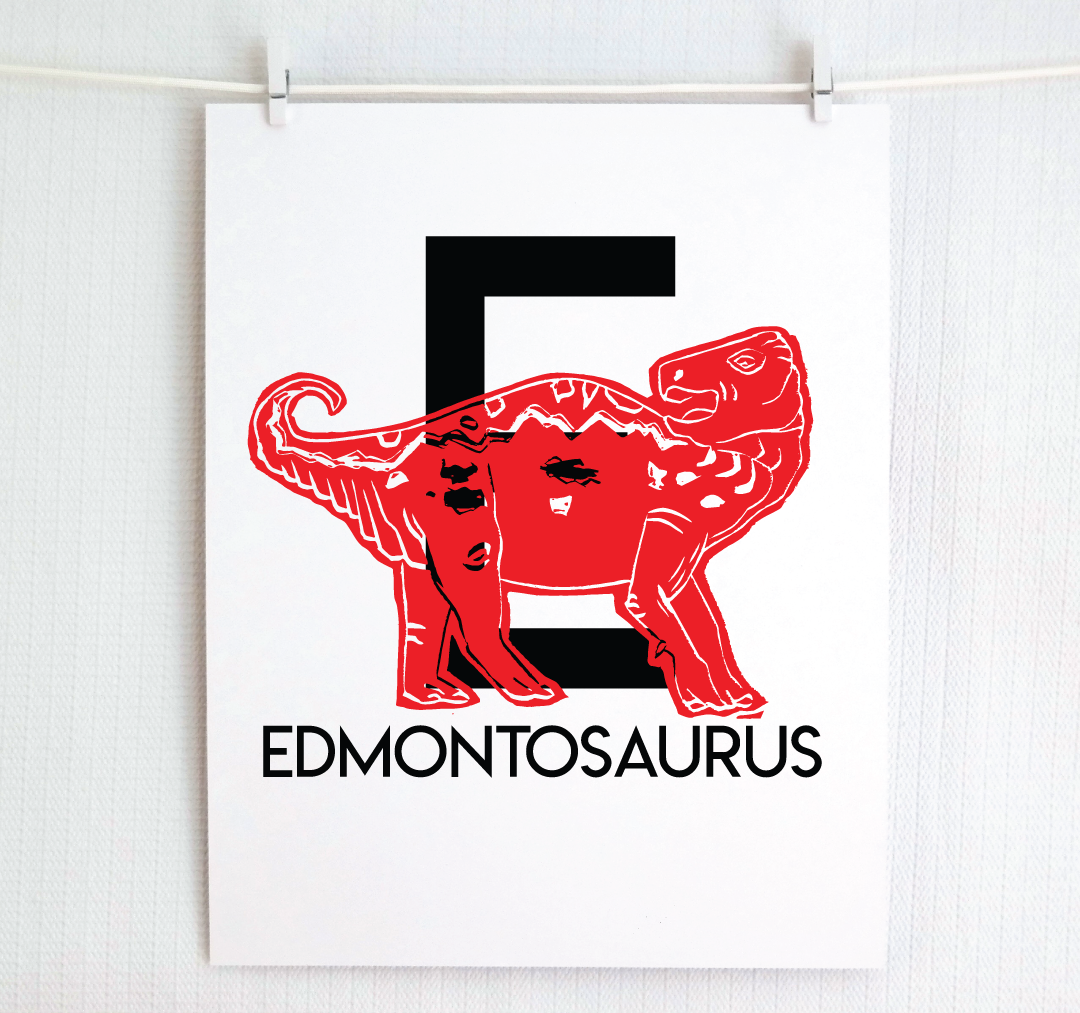 E is for Edmontosaurus Illustrated Print