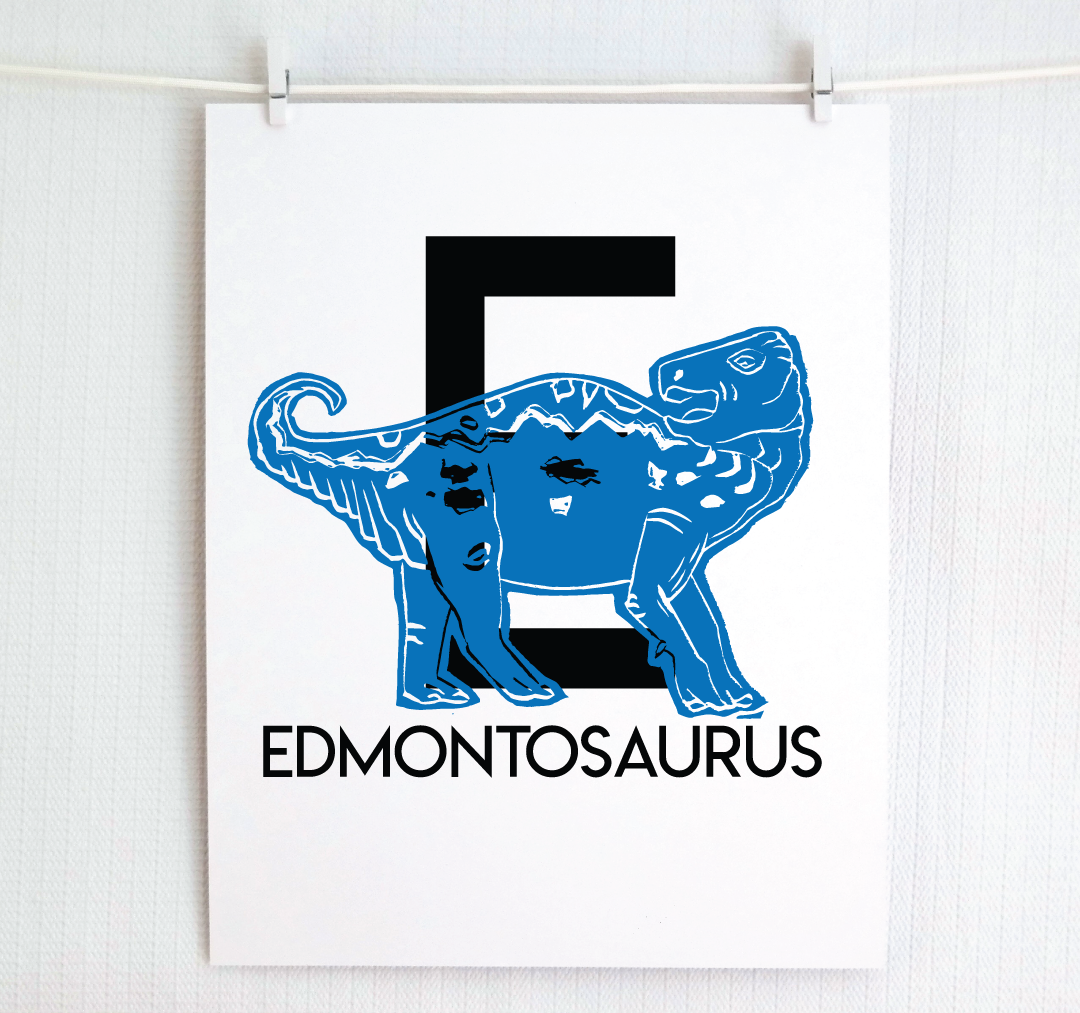 E is for Edmontosaurus Illustrated Print
