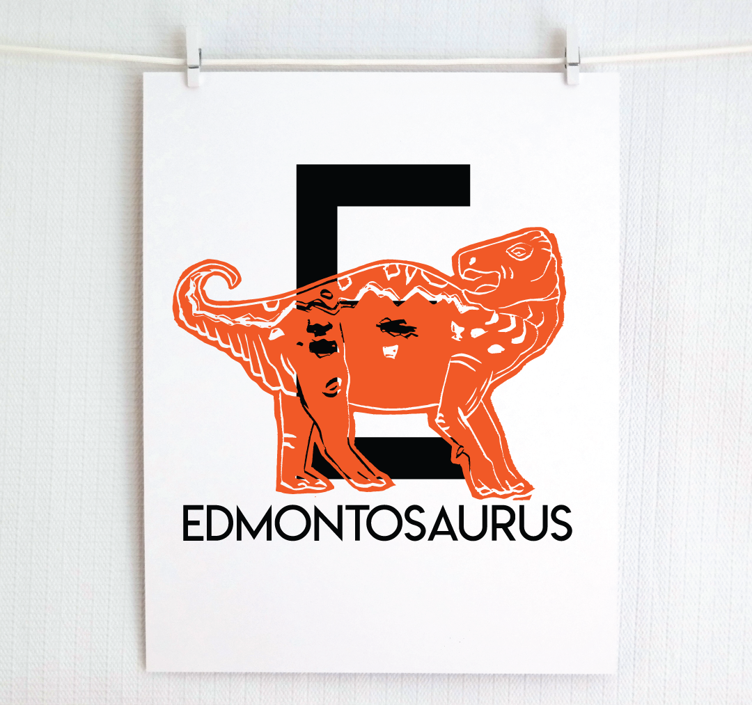 E is for Edmontosaurus Illustrated Print