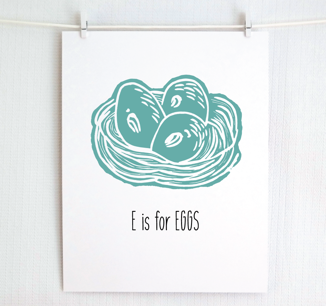 E is for Eggs: Farm Alphabet Letter Print
