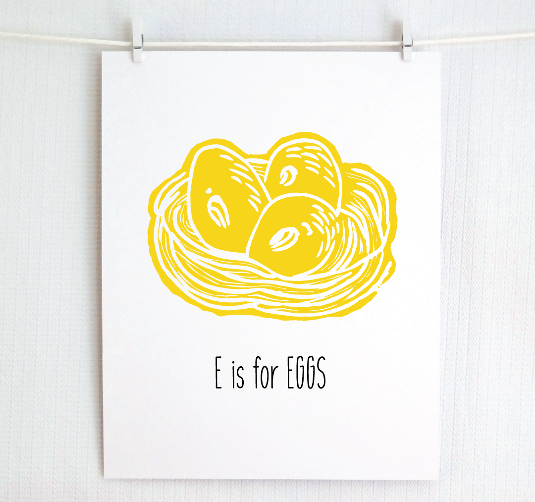 E is for Eggs: Farm Alphabet Letter Print