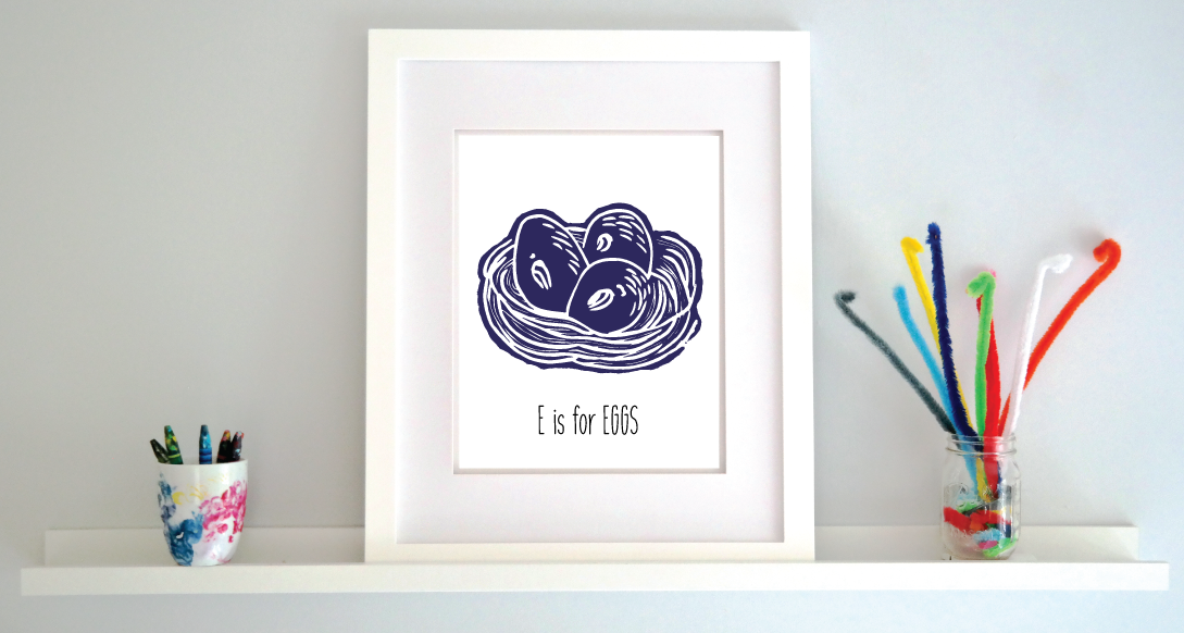 E is for Eggs: Farm Alphabet Letter Print