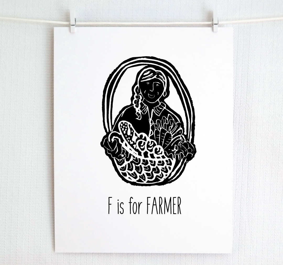 F is for Farmer: Farm Alphabet Letter Print