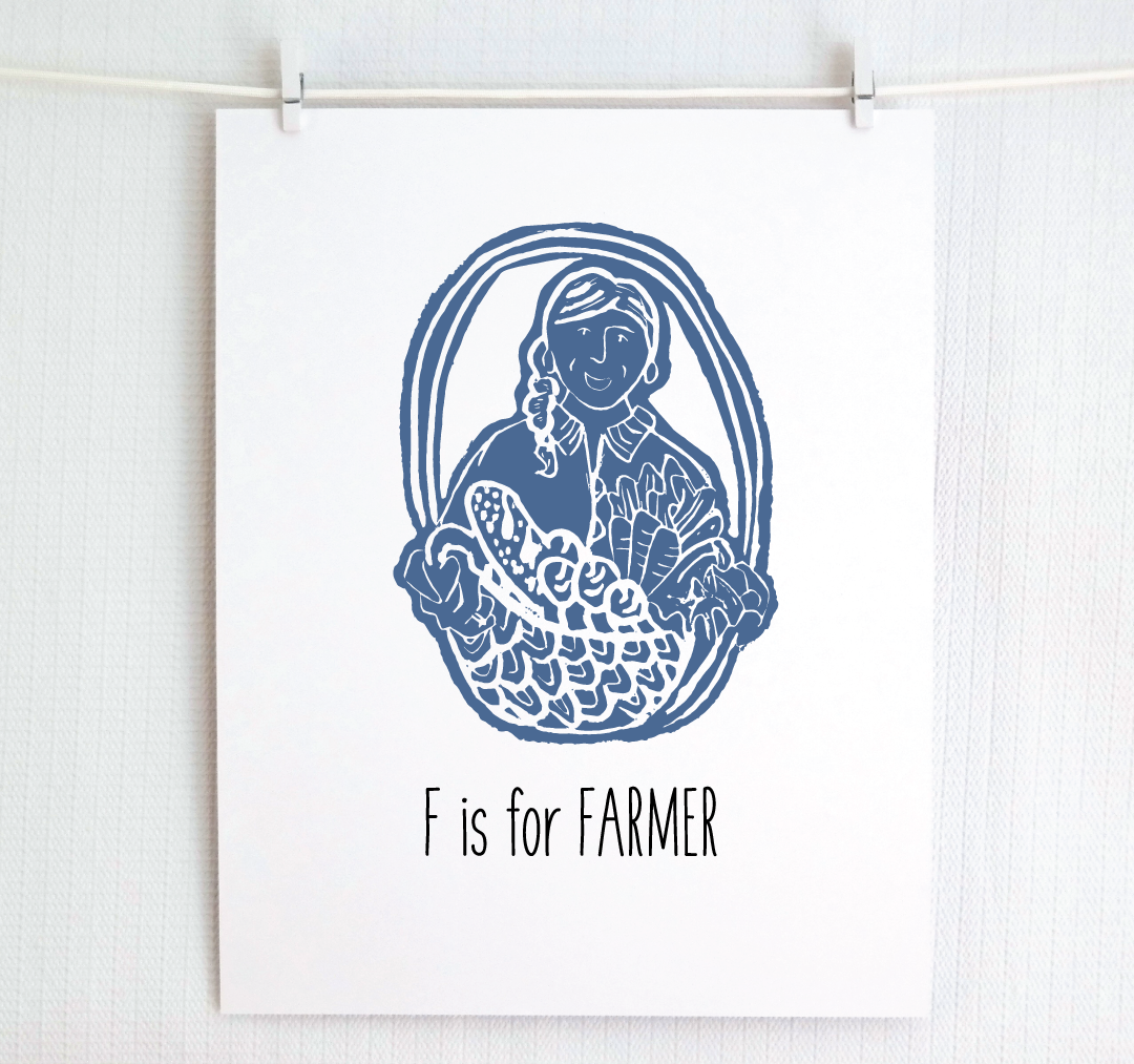 F is for Farmer: Farm Alphabet Letter Print