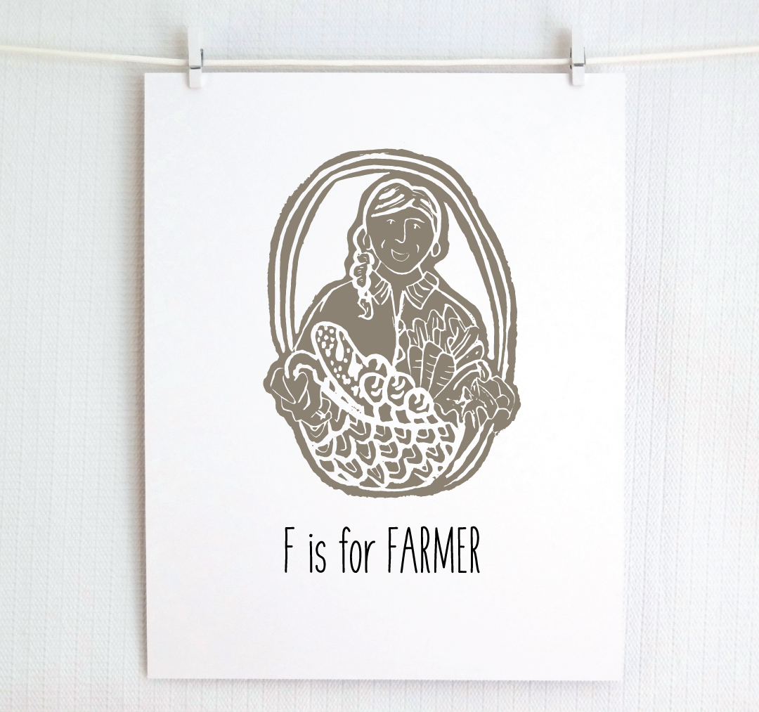 F is for Farmer: Farm Alphabet Letter Print