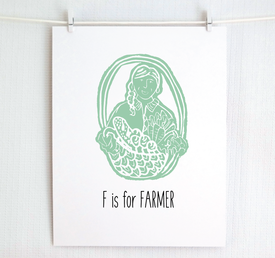 F is for Farmer: Farm Alphabet Letter Print