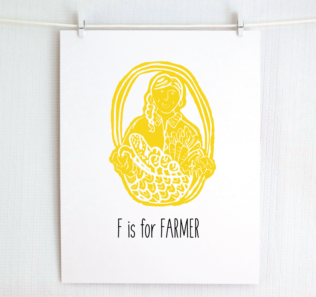 F is for Farmer: Farm Alphabet Letter Print