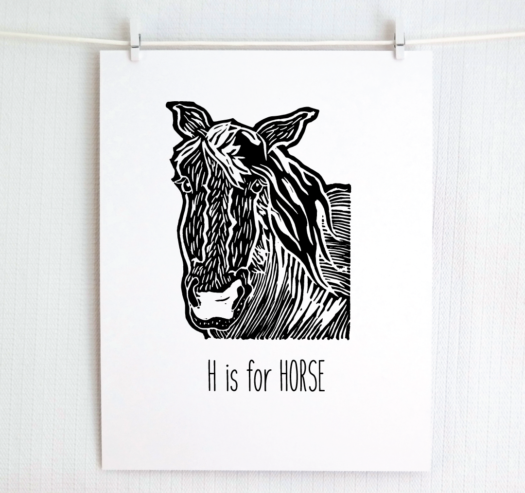 H is for Horse: Farm Alphabet Letter Print