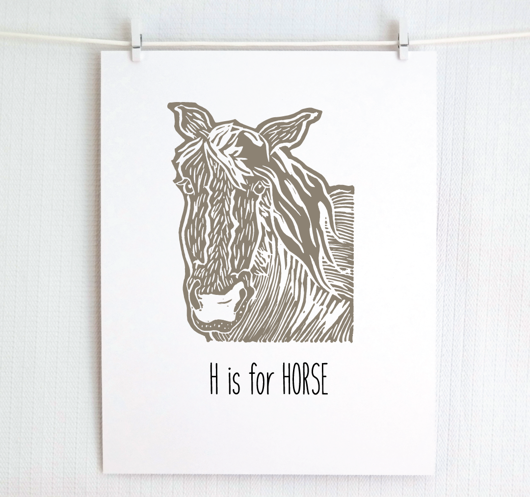 H is for Horse: Farm Alphabet Letter Print